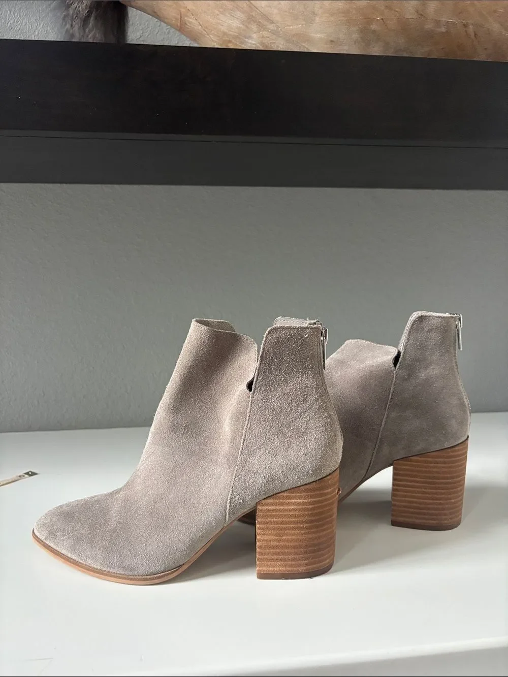 Steve Madden Taupe Suede Cutout Ankle Booties